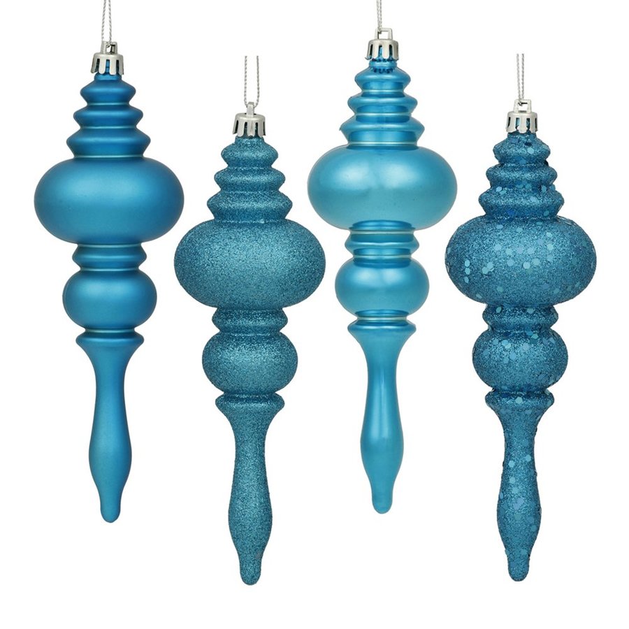 Vickerman 8Pack Blue Finial Ornament Set at