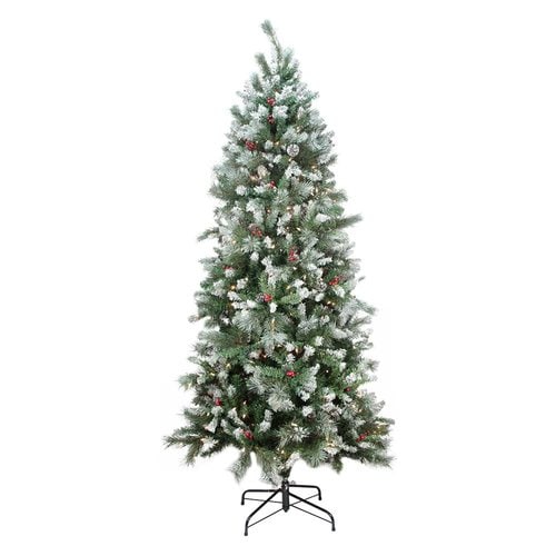 Northlight 7-ft Pre-lit Mixed Needle Slim Flocked Artificial Christmas ...