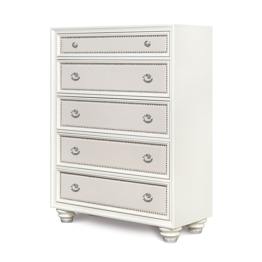 Magnussen Home Diamond High Gloss White 5 Drawer Chest Magnussen Home Diamond High Gloss White 5 Drawer Chest