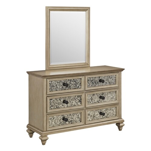 Home Styles Visions Silver Gold Champagne Mahogany 6 Drawer Double