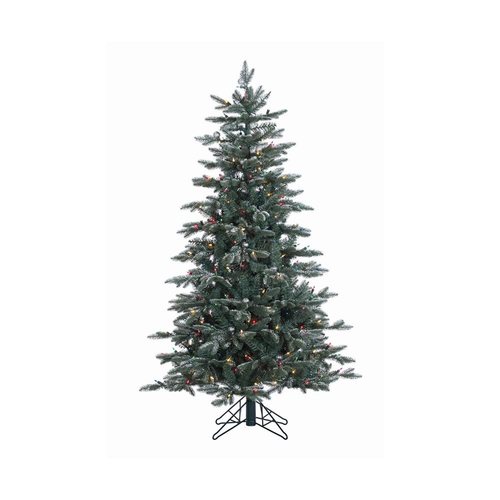 Vickerman 5-ft Pre-lit Balsam Fir Slim Flocked Artificial Christmas ...