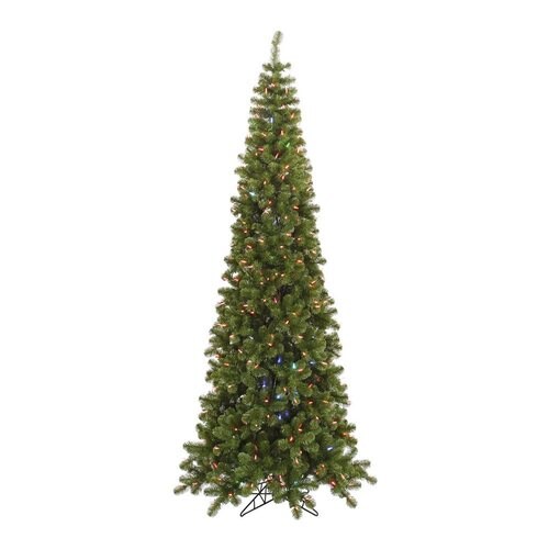 Vickerman 7.5-ft Pre-lit Pencil Pine Slim Artificial Christmas Tree with 400 Color Changing ...