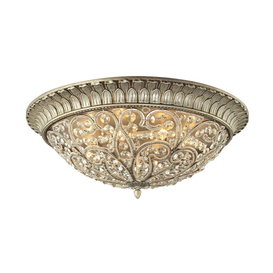  FL859611 Andalusia 1-Light 24-in Aged Silver Flush Mount Light