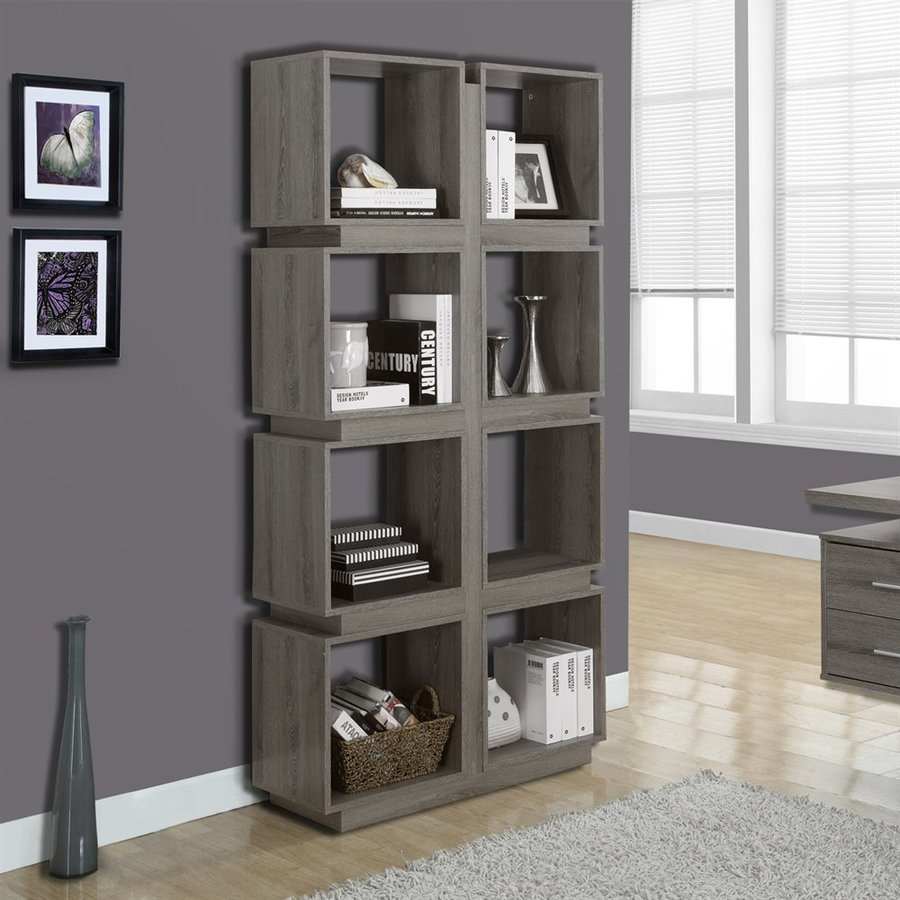 Monarch Specialties Dark Taupe Reclaimed Composite 8-Shelf Bookcase at ...