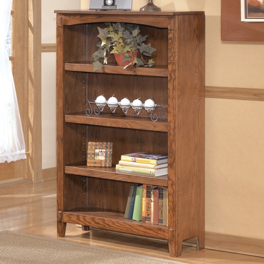 Signature Design by Ashley Cross Island Medium Brown Oak Wood 4-Shelf ...