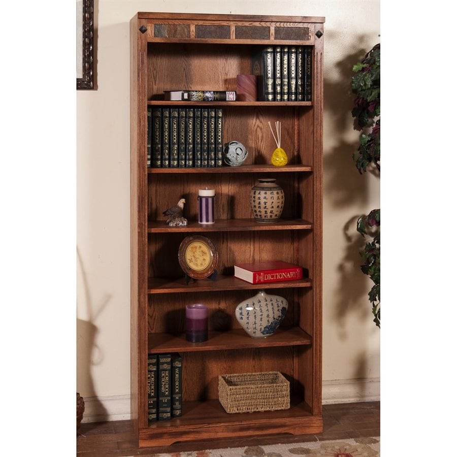 Sunny Designs Sedona Rustic Oak Wood 6 Shelf Bookcase At 3750