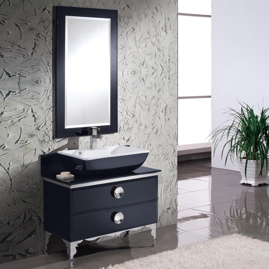 Fresca Moselle Black Single Sink Vanity with White Glass Top