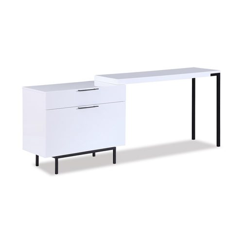 J&M Furniture Contemporary White High Gloss Writing Desk at