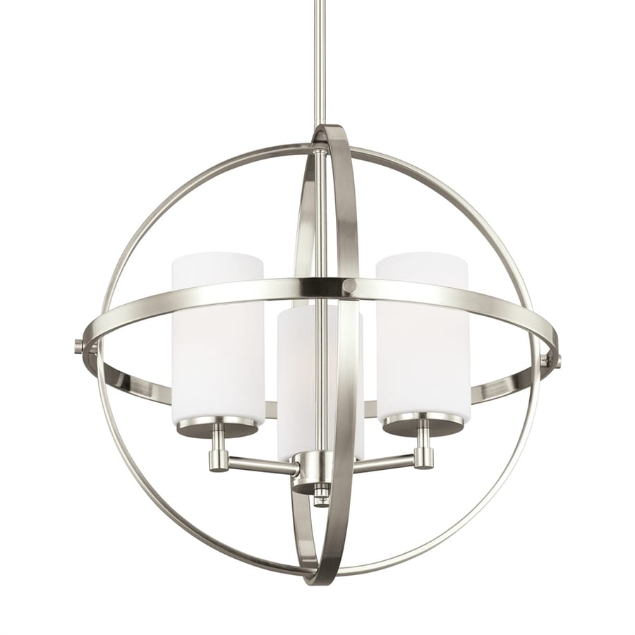 Sea Gull Lighting Alturas 19 In 3 Light Brushed Nickel Etched Sea Gull Lighting Alturas 19 In 3 Light Brushed Nickel Etched Glass Globe Chandelier