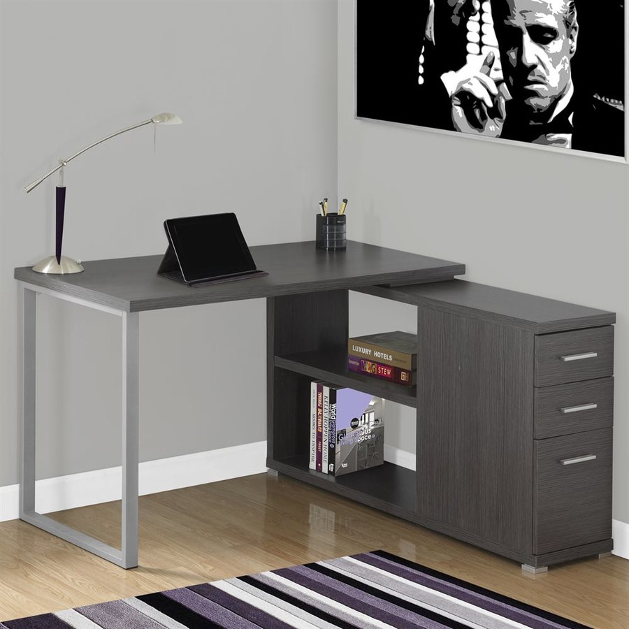 Monarch Specialties Contemporary Dark Grey L Shaped Desk At Lowes Com