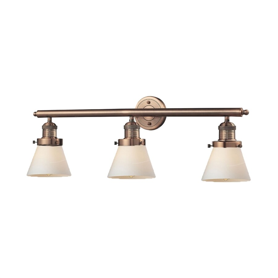 Shop Innovations Lighting 3-Light 11-in Antique Copper Cone Vanity Light Bar at Lowes.com