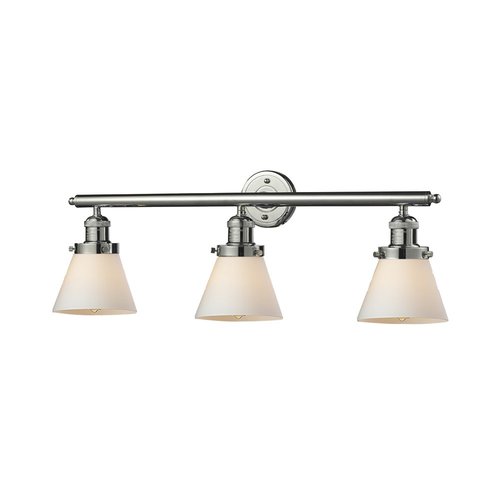 Innovations Lighting 3Light 30in Polished Nickel Cone Vanity Light