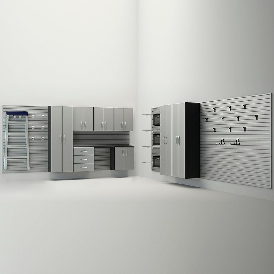 Flow Wall Dream Garage 336in W x 72in H Silver Steel Garage Storage