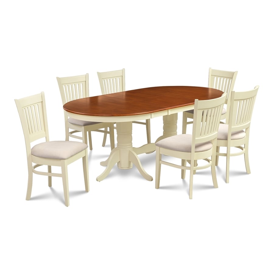 M&D Furniture Somerville Buttermilk/Cherry Dining Set with Oval Dining Table at