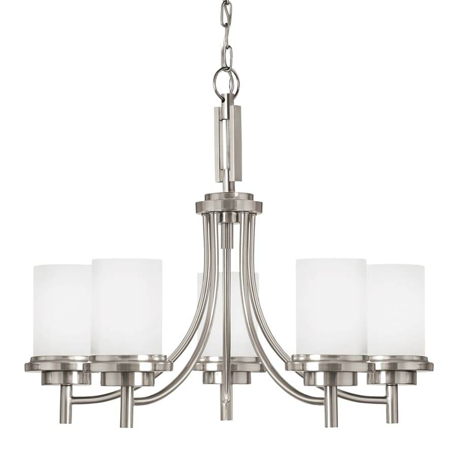 Sea Gull Lighting Winnetka 25 In 5 Light Brushed Nickel Etched Sea Gull Lighting Winnetka 25 In 5 Light Brushed Nickel Etched Gl Shaded Chandelier