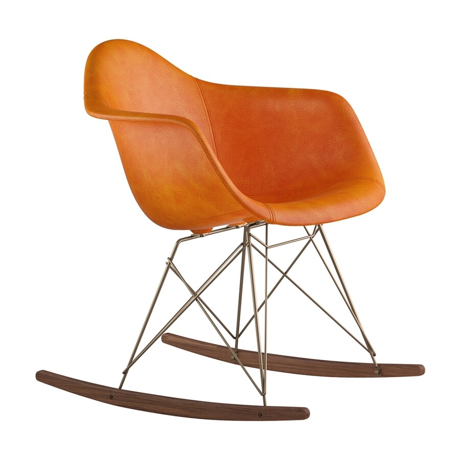 NyeKoncept Midcentury Burnt Orange/Walnut/Brushed Brass Genuine Leather ...