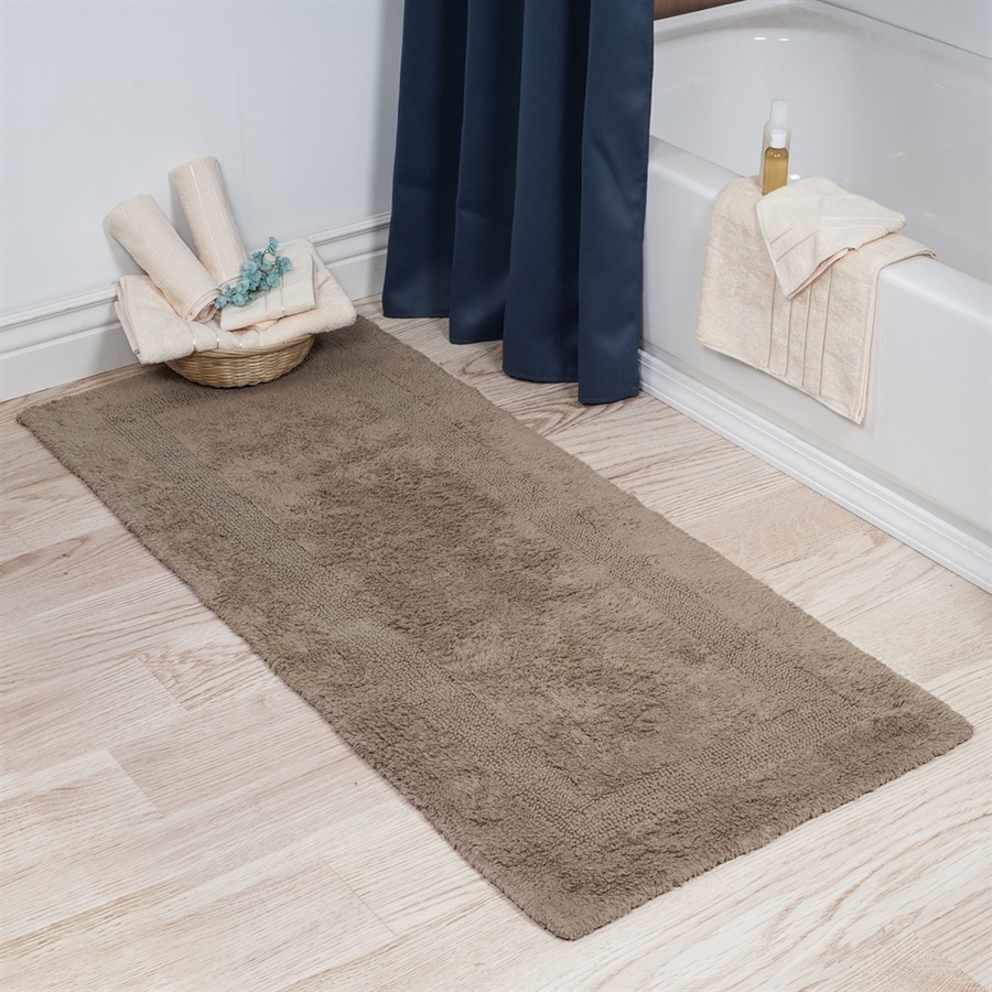 Lavish Home 60in L x 24in W Taupe Cotton Bath Rug in the Bathroom