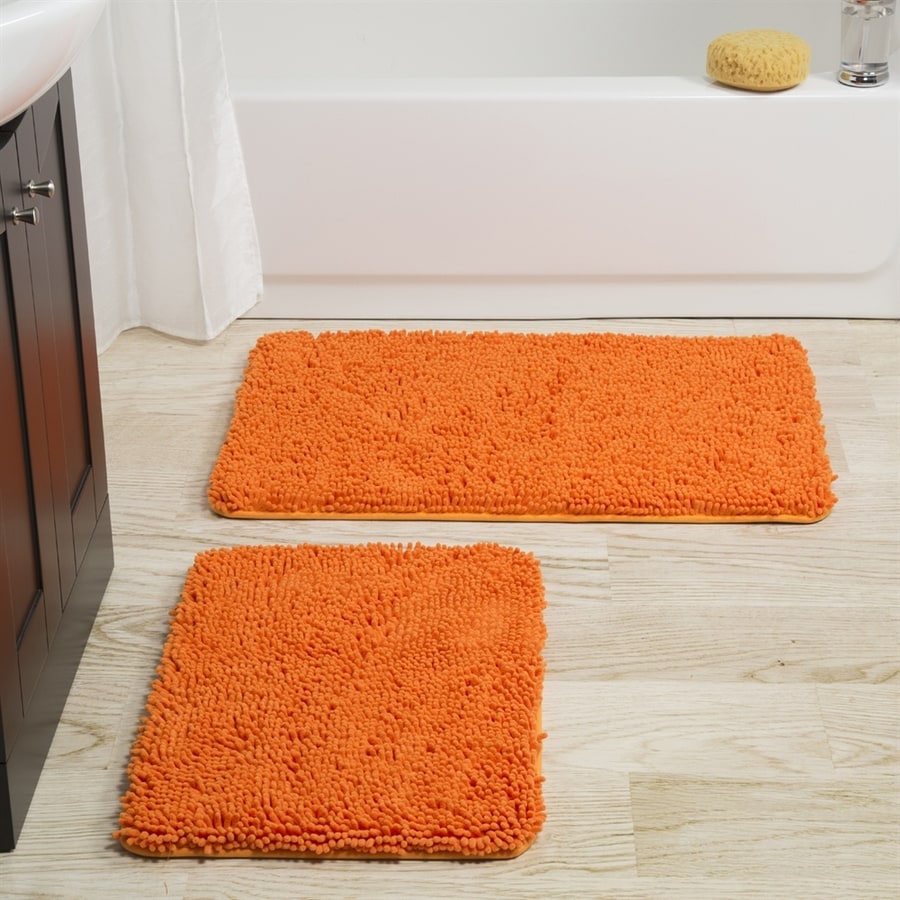 Lavish Home 32 In L X 21 In W Orange Polyester Memory Foam Bath