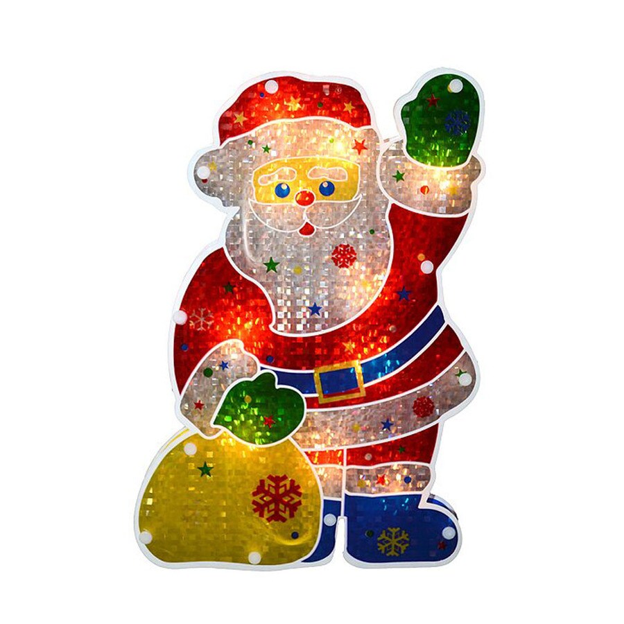 Northlight Red Lighted Santa Window Cling Decoration At Lowes Com