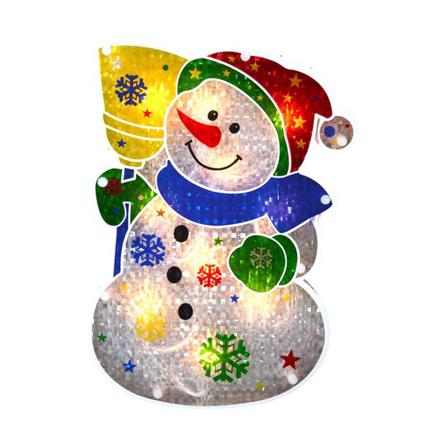 Northlight Red Lighted Snowman Window Cling Decoration At Lowes Com