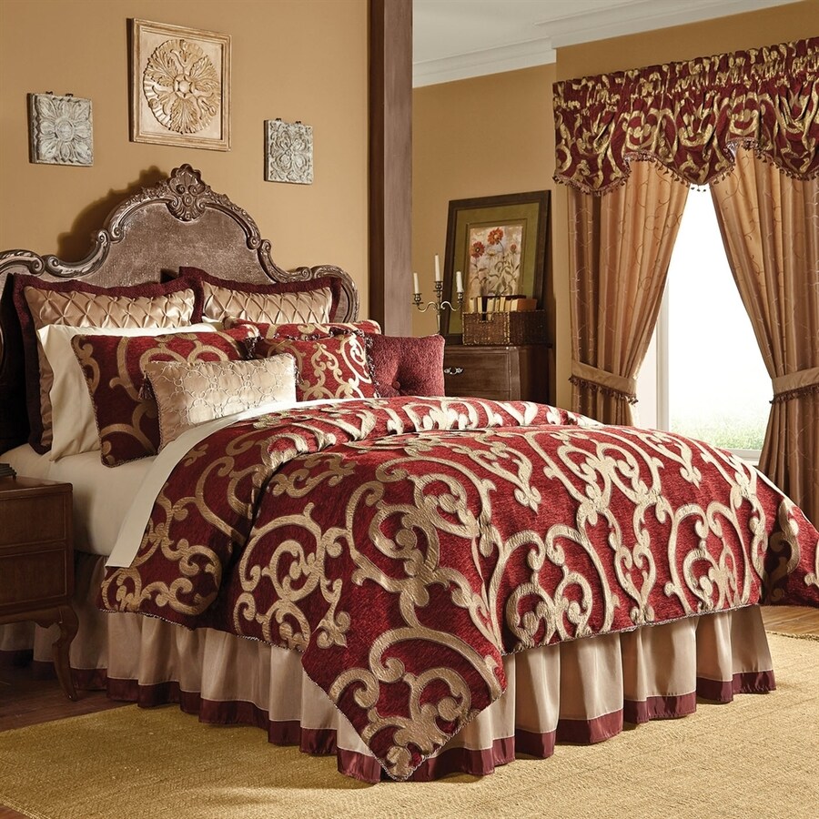 veratex-corsica-gold-red-queen-polyester-comforter-at-lowes