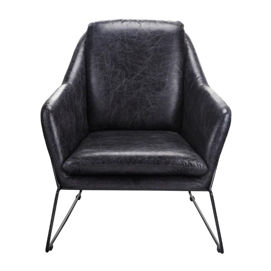 Moe's Home Collection Greer Black Genuine Leather Accent Chair at Lowes.com