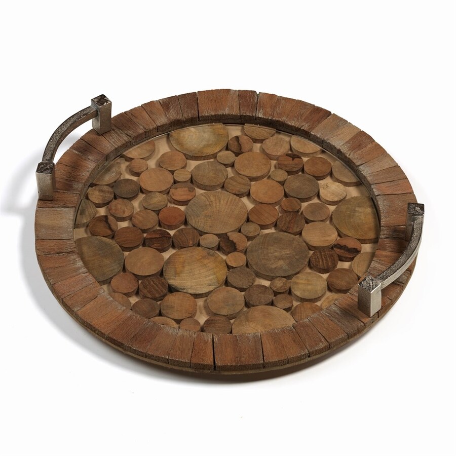 Serving Trays Caddies At Com Zodax Hagron 20 In X Natural Wood Round Serving Tray