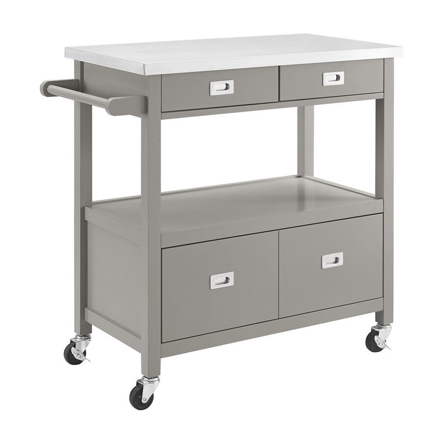 Linon Home Decor Gray Casual Kitchen Cart At Lowes Linon Home Decor Gray Casual Kitchen Cart