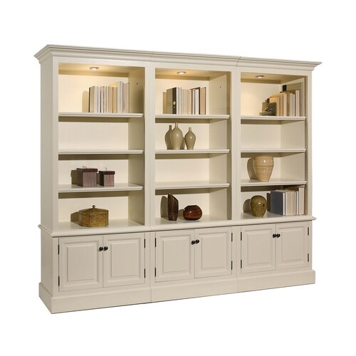 A&E Wood Design French Restoration Pearl White Wood 12-Shelf Bookcase ...