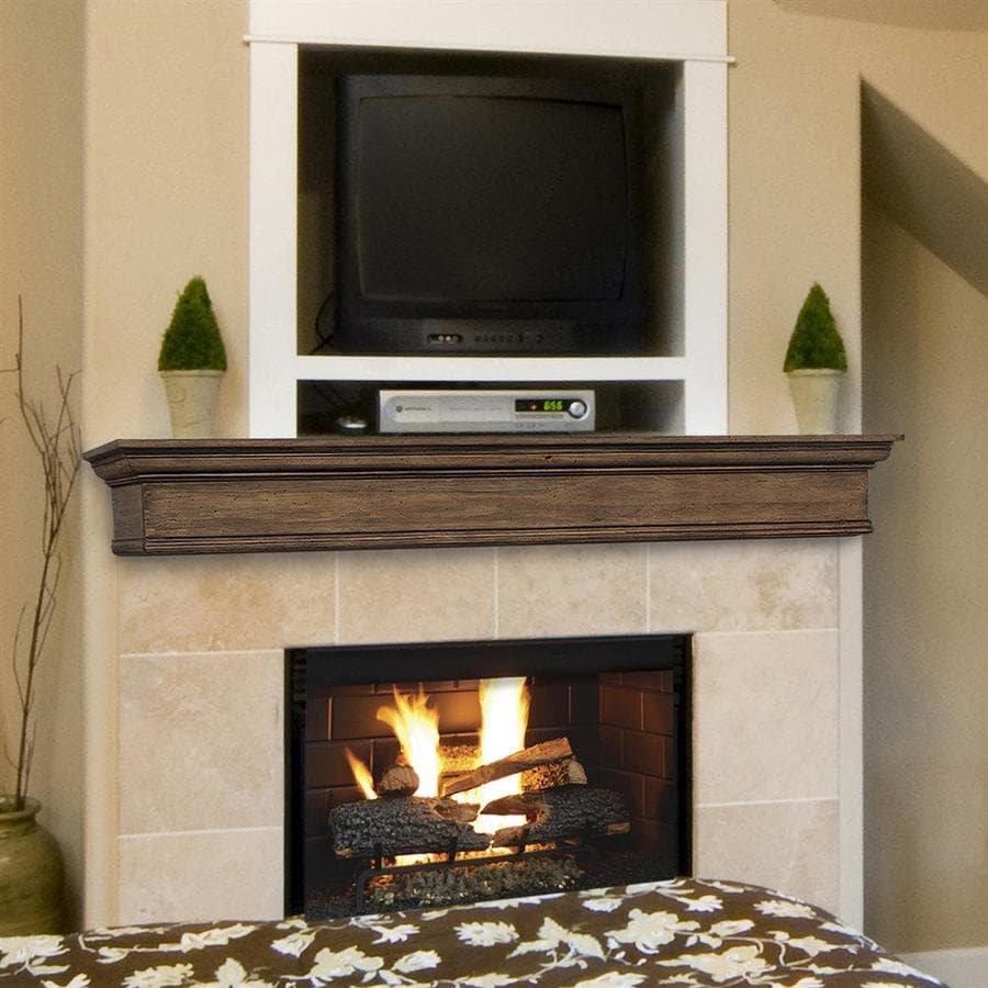 Pearl Mantels Savannah 72in W x 9in H x 9in D Taos Distressed Pine Transitional Fireplace 