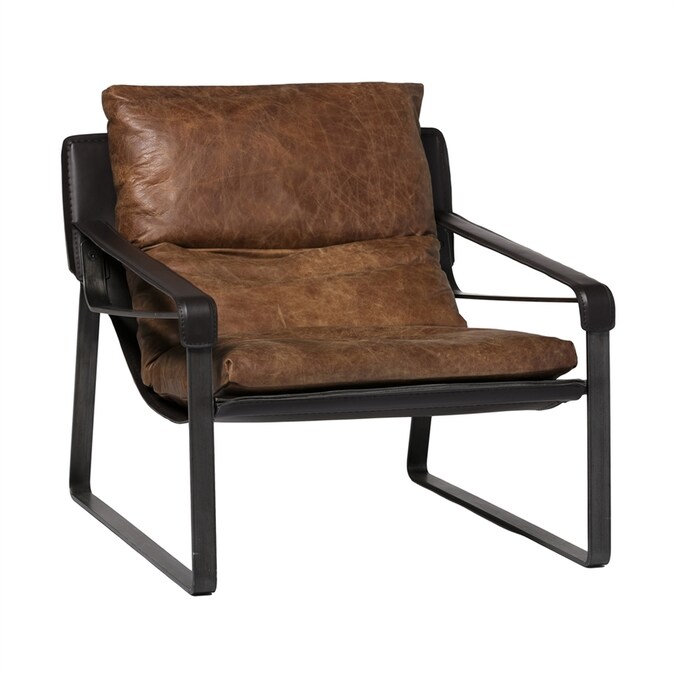 Moe's Home Collection Connor Industrial Brown Faux Leather Club Chair ...