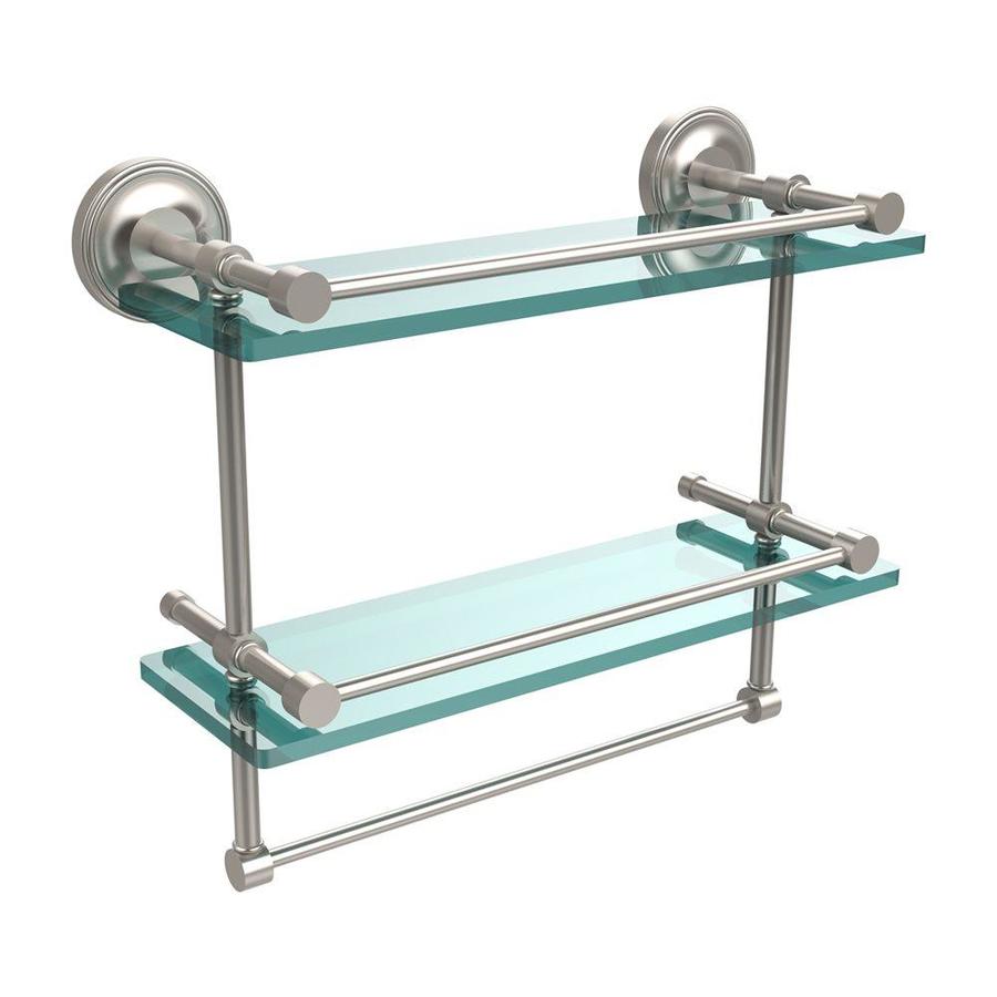 Satin nickel glass bathroom shelf