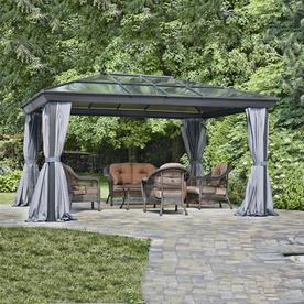 Gazebo Penguin All-Seasons Gazebo Grey Metal Rectangle Semi- Gazebo (Exterior: 14-ft x 12-ft; Foundation: 10.91-ft x 13.33-ft