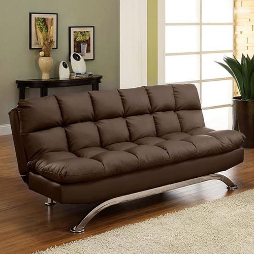 Furniture of America Aristo Dark Brown Faux Leather Futon in the Futons ...