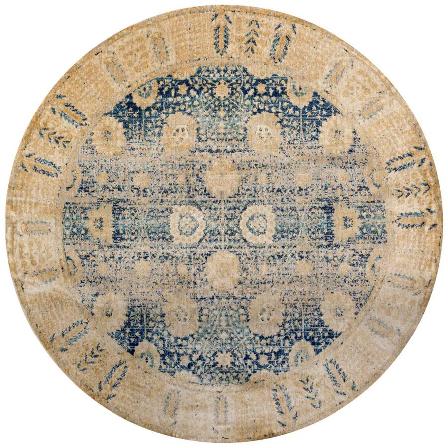 Loloi Anastasia Blue Gold Round Indoor Distressed Area Rug Loloi Anastasia Blue Gold Round Indoor Distressed Area Rug Common Actual