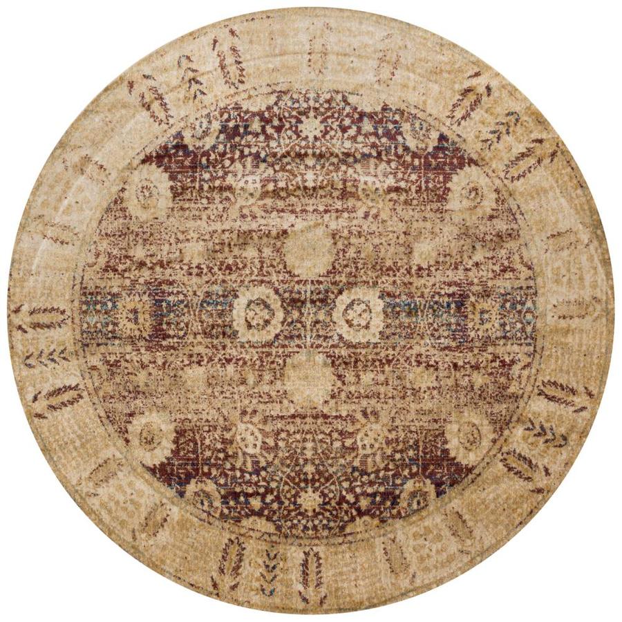 Loloi Anastasia Red Gold Round Indoor Distressed Area Rug Loloi Anastasia Red Gold Round Indoor Distressed Area Rug Common Actual