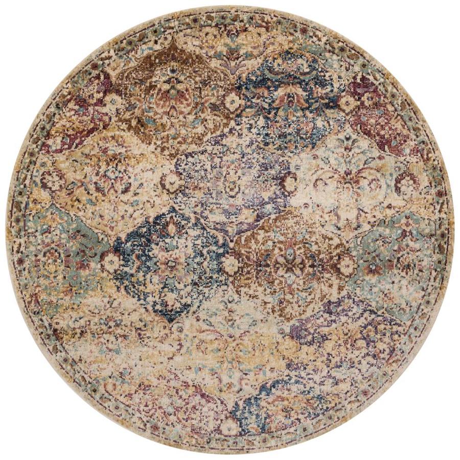 Loloi Anastasia Ivory Round Indoor Distressed Area Rug Actual
