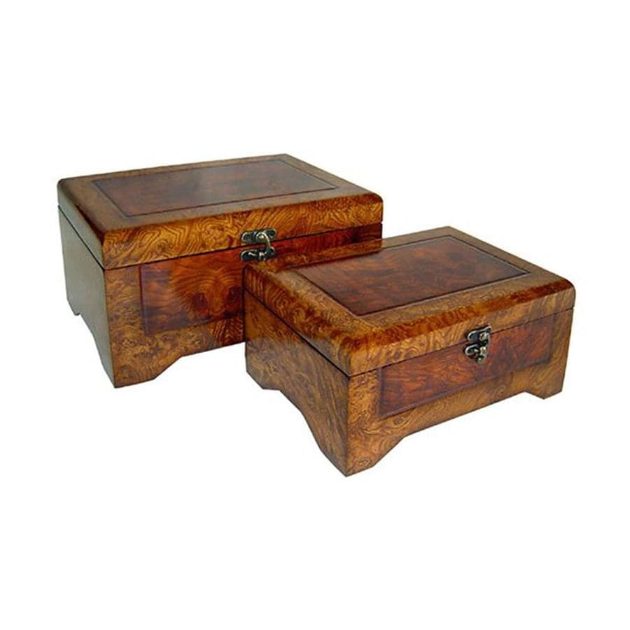 Cheung S Wooden Rectangular Small Lined Decorative Bo Set Of 2 At