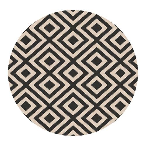 Surya Alfresco Black/Cream Round Indoor Area Rug Actual 7.25ft dia) in the Rugs