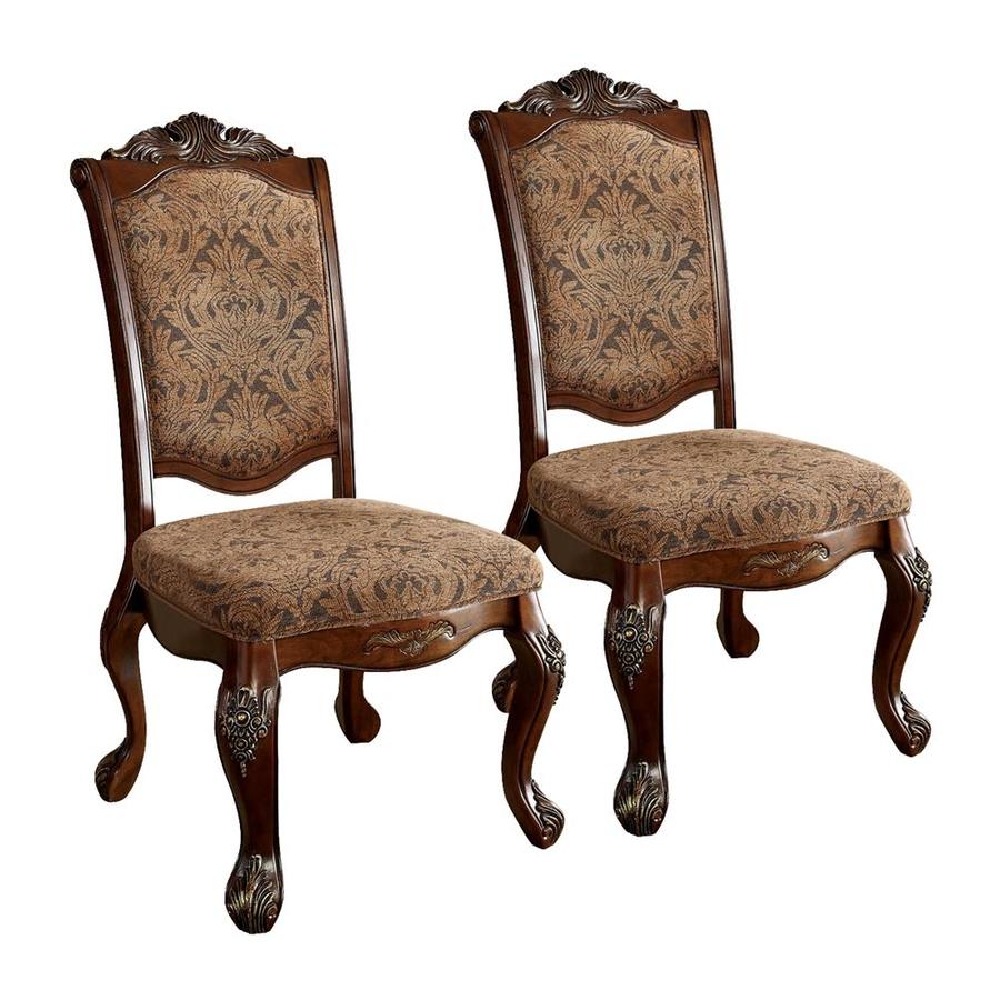 Furniture of America Set of 2 Cromwell Antique cherry Side chair in the