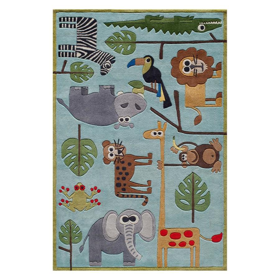 Momeni Lil Mo Whimsy Blue Indoor Handcrafted Animals Area Rug Momeni Lil Mo Whimsy Blue Indoor Handcrafted Animals Area Rug Common 5 X 7 Actual Ft W L
