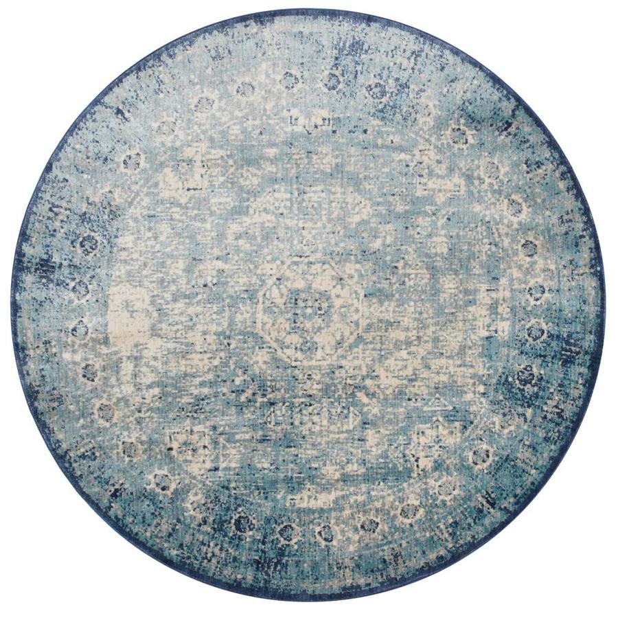 Loloi Anastasia Light Blue Ivory Round Indoor Distressed Area Rug Loloi Anastasia Light Blue Ivory Round Indoor Distressed Area Rug Common Actual 9 5 Ft Dia