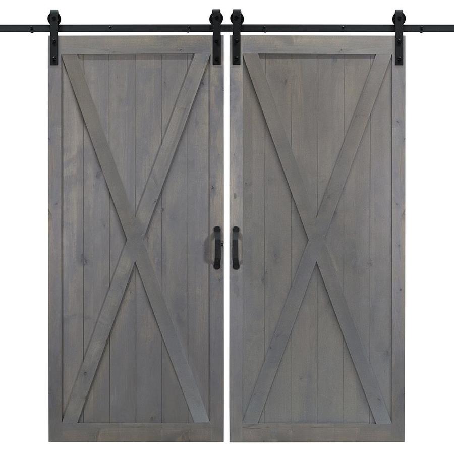 Dogberry Classic X Ash Gray Stained 1 Panel Wood Knotty Alder Barn