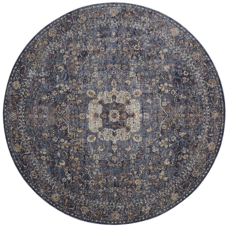 Loloi Porcia Blue Round Indoor Distressed Area Rug Common Actual Loloi Porcia Blue Round Indoor Distressed Area Rug Common Actual 9 5 Ft Dia