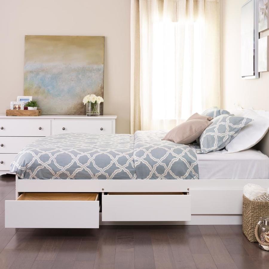 Prepac Mate's White Full Platform Bed with Storage in the Beds 