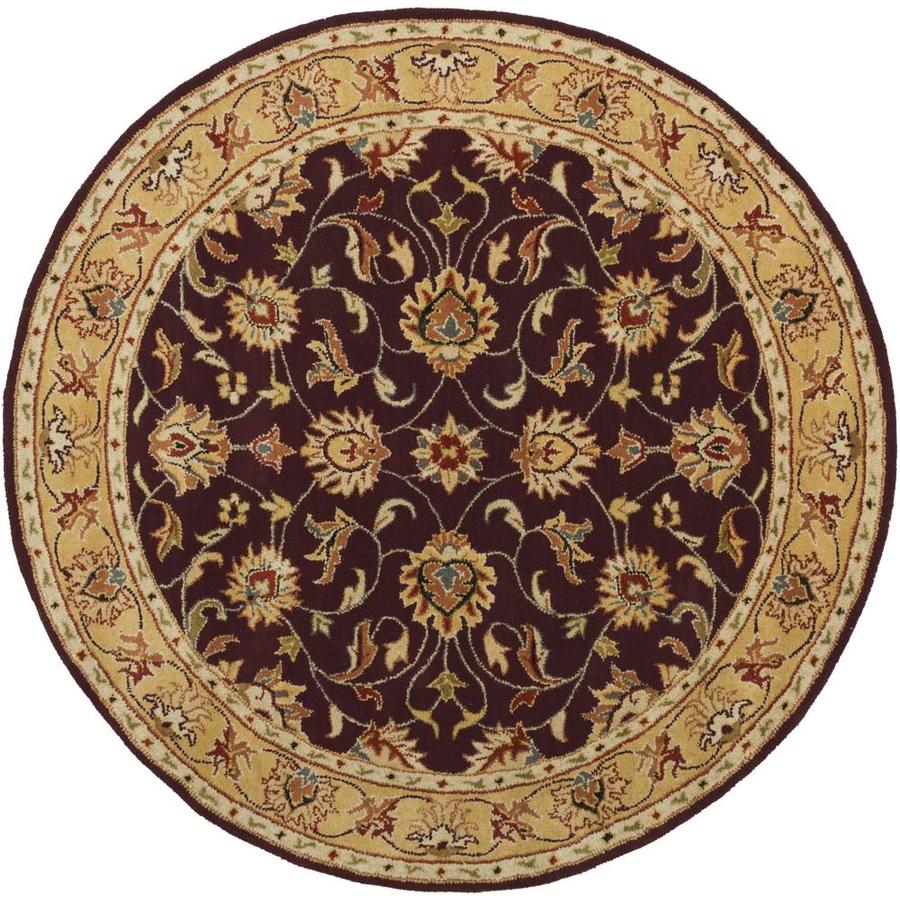 Surya Caesar Burgundy Round Indoor Border Oriental Handcrafted Area Rug ...