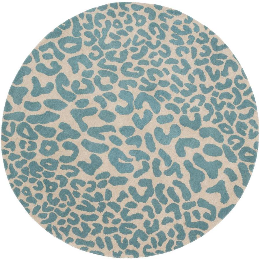 Surya Athena Teal Round Indoor Animal Print Lodge Handcrafted Area Rug   1000987276 