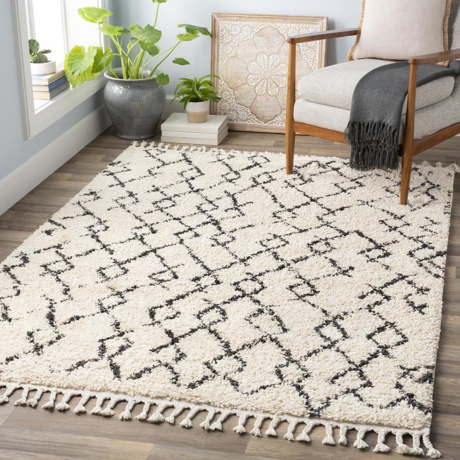 Surya Berber Shag 9 x 12 Beige Indoor Trellis Moroccan Area Rug in the ...