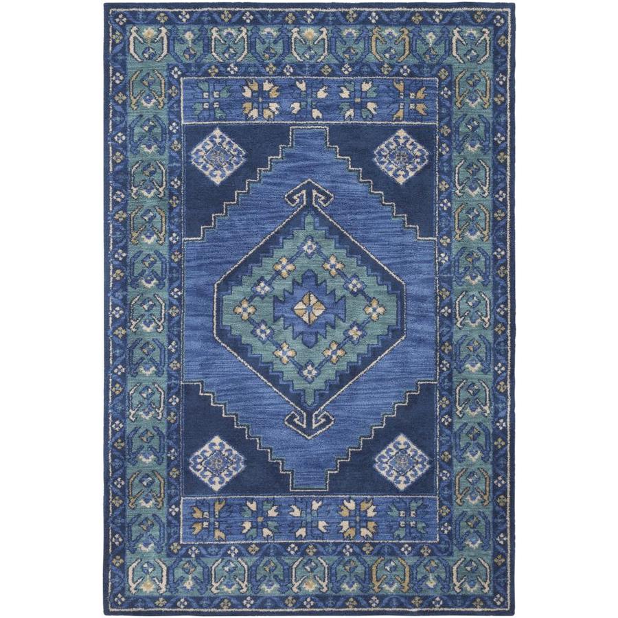 Surya Arabia 9 x 12 Bright Blue Indoor Medallion Oriental Area Rug in