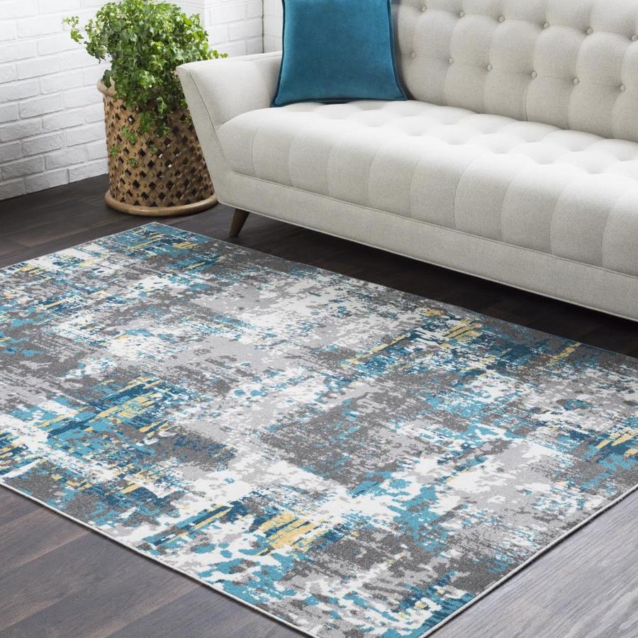 Surya Rafetus 8 x 10 Teal Indoor Abstract Industrial Area Rug in the ...